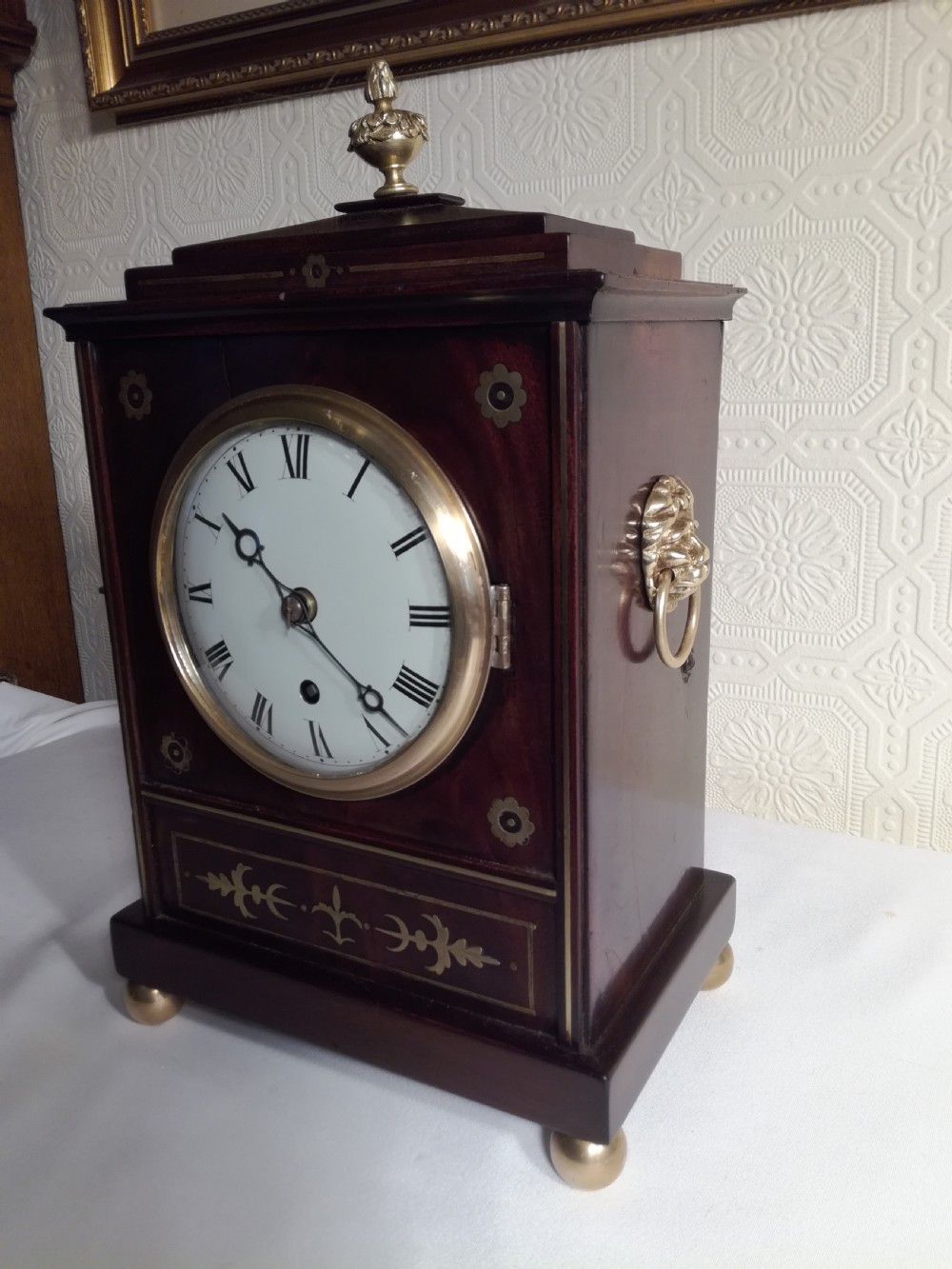 Brass Inlaid, Regency Fusee Library/Bracket Clock. View IV