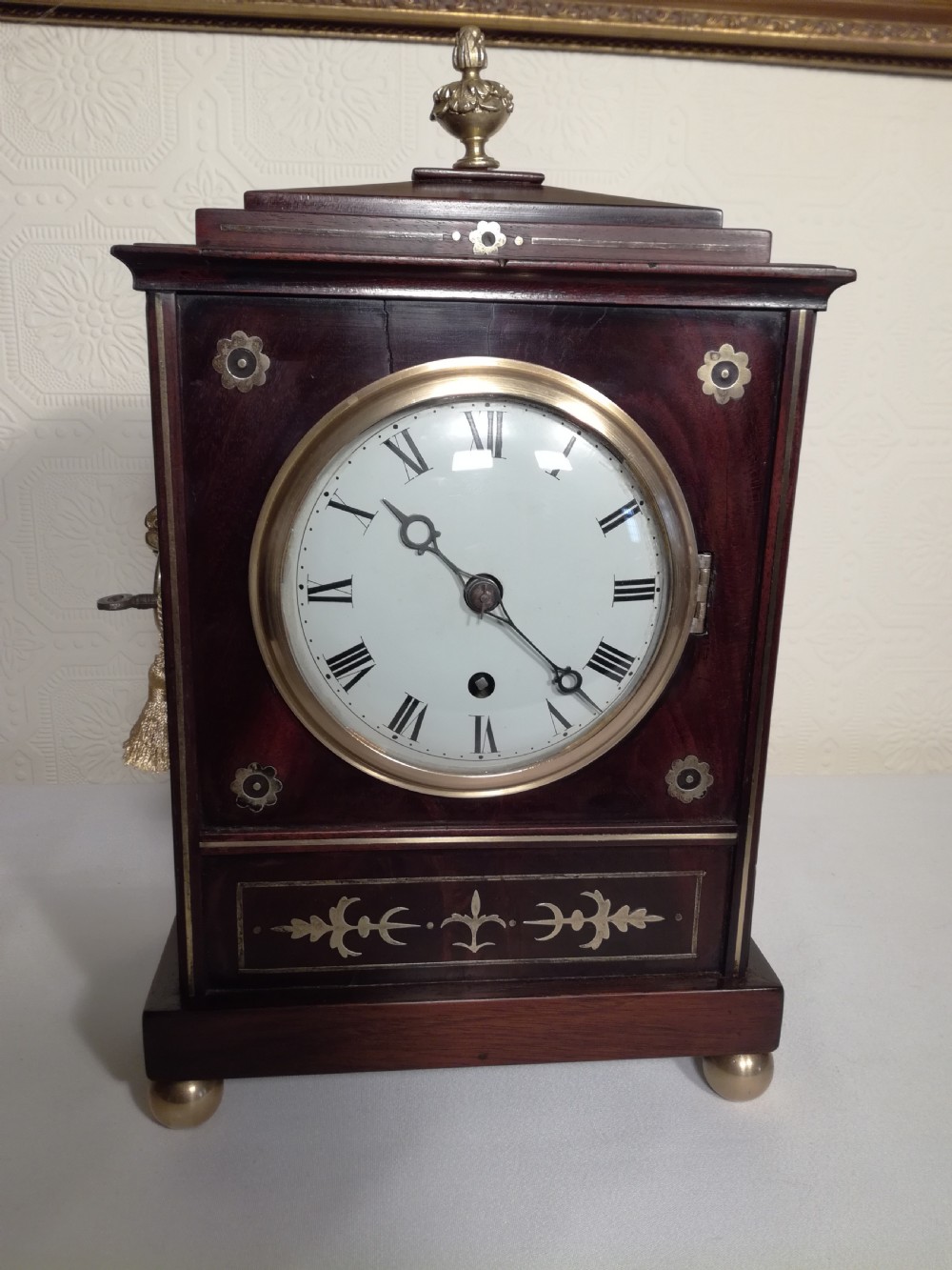 Brass Inlaid, Regency Fusee Library/Bracket Clock. View X