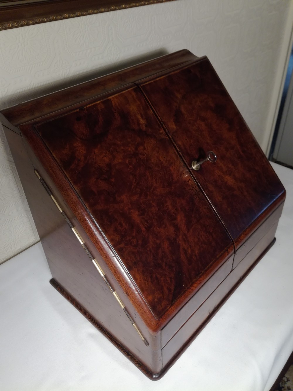 Burr Walnut Victorian Stationery Box