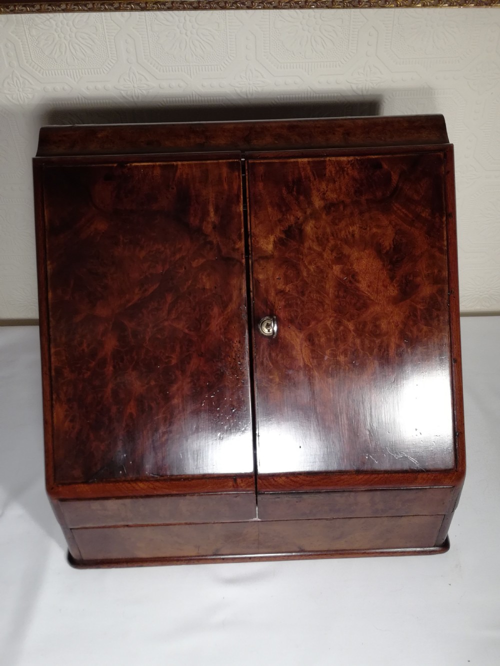 Burr Walnut Victorian Stationery Box View II