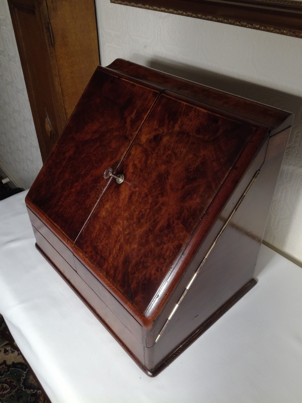 Burr Walnut Victorian Stationery Box View III