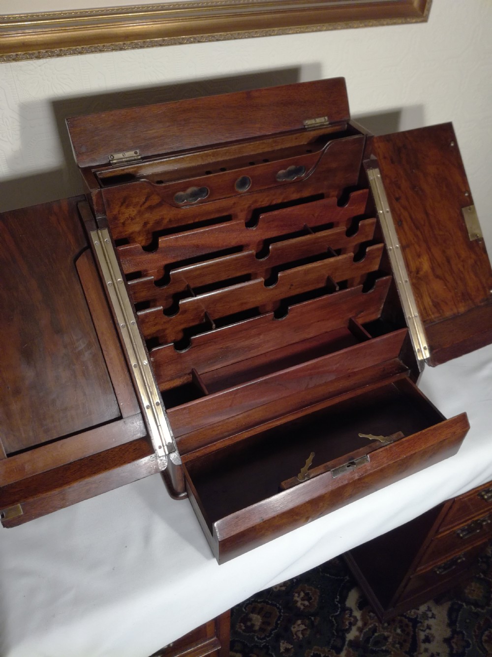 Burr Walnut Victorian Stationery Box View IV
