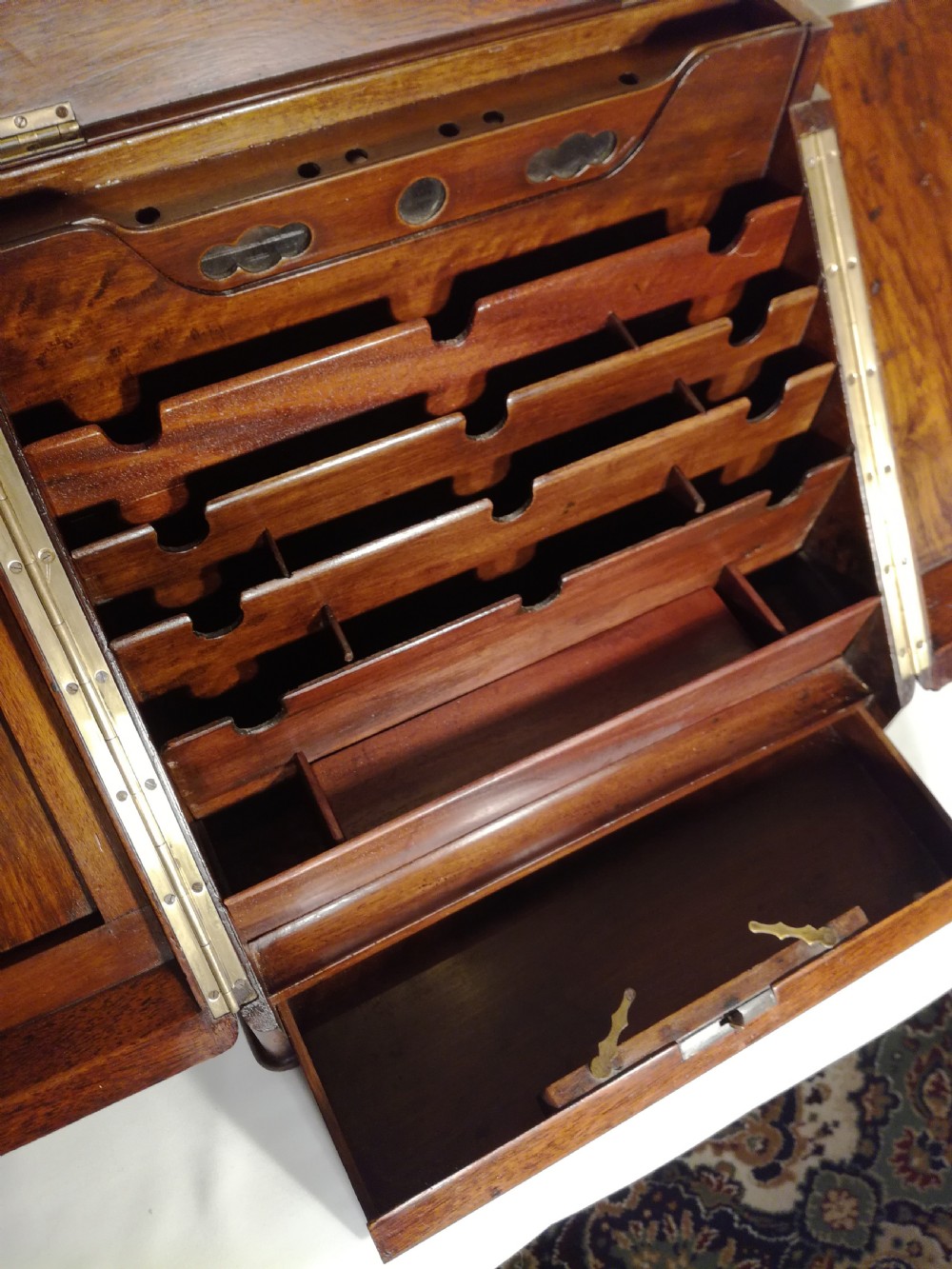 Burr Walnut Victorian Stationery Box View V