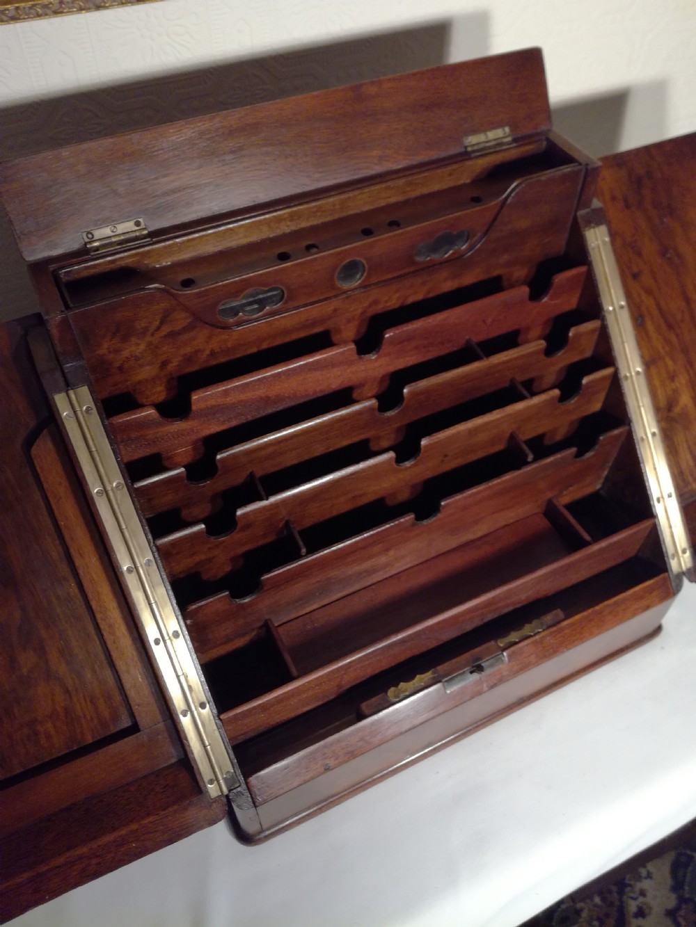 Burr Walnut Victorian Stationery Box View VI