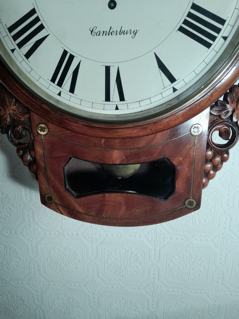 Mahogany Dropdial Wall Clock . J POLLARD of CANTERBURY. View IV