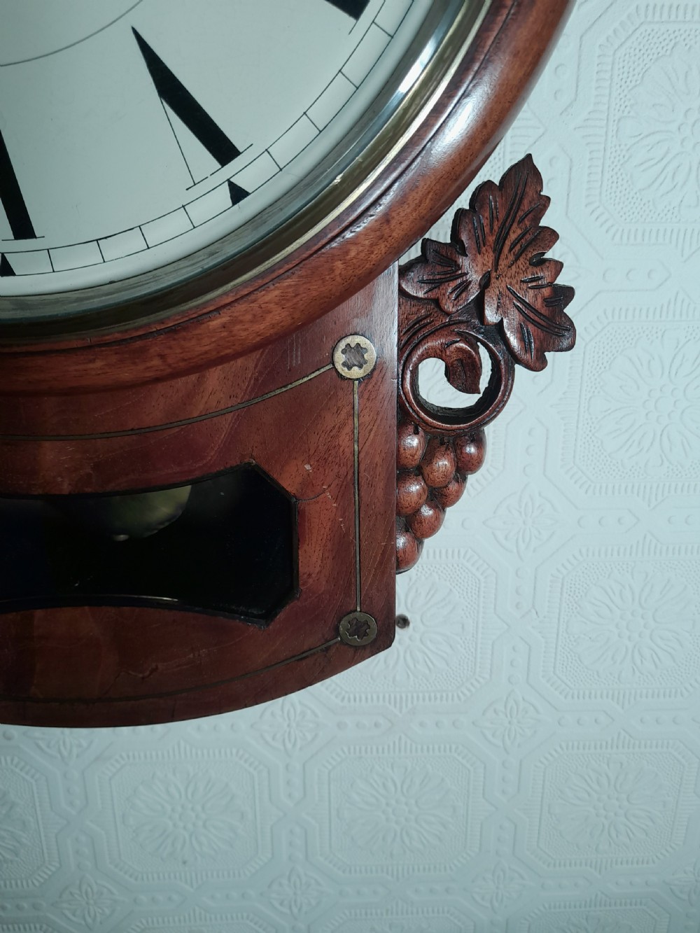 Mahogany Dropdial Wall Clock . J POLLARD of CANTERBURY. View V