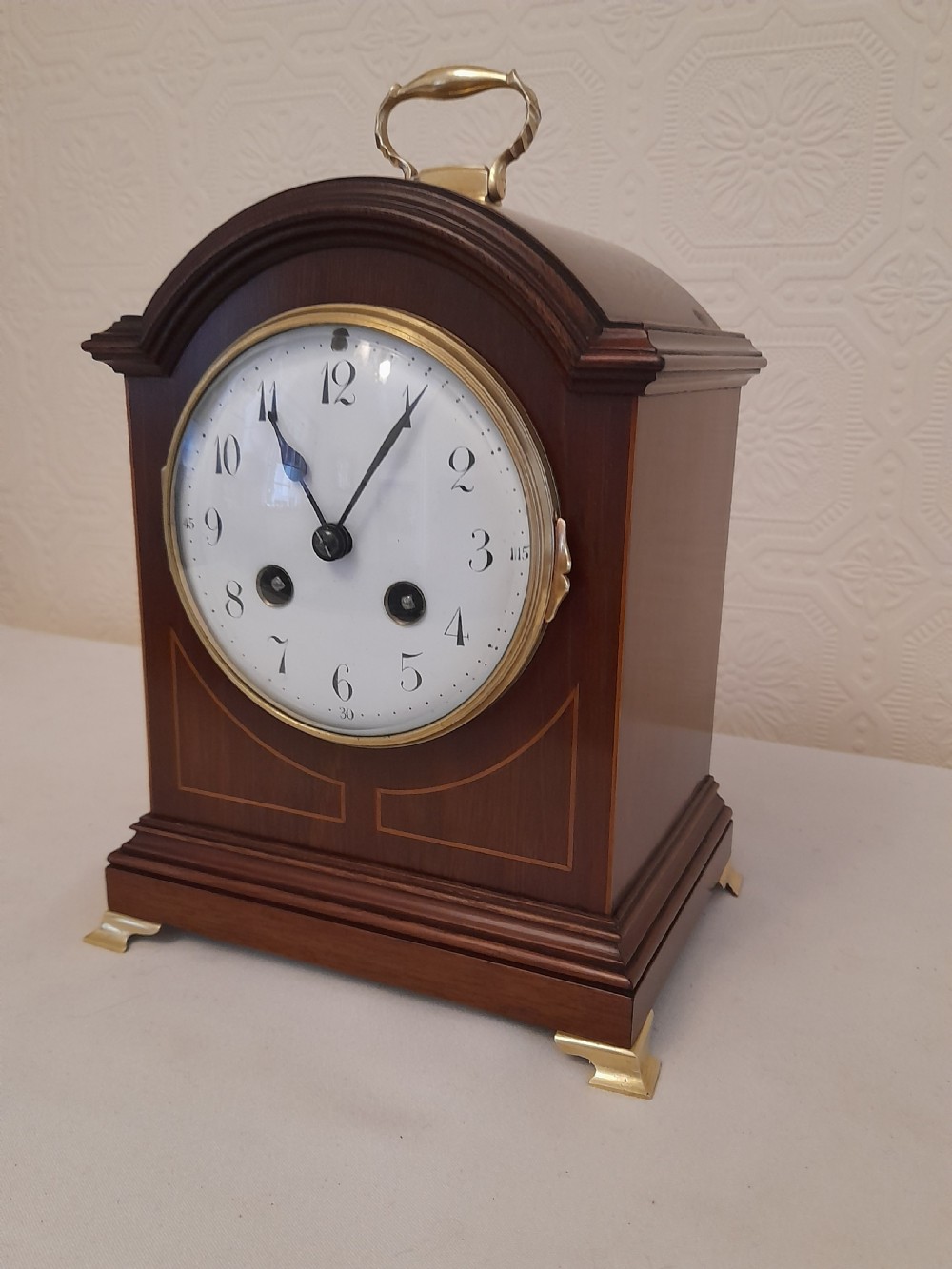 Small Mahogany Striking Mantel Clock.  JAPY FRERES. View II
