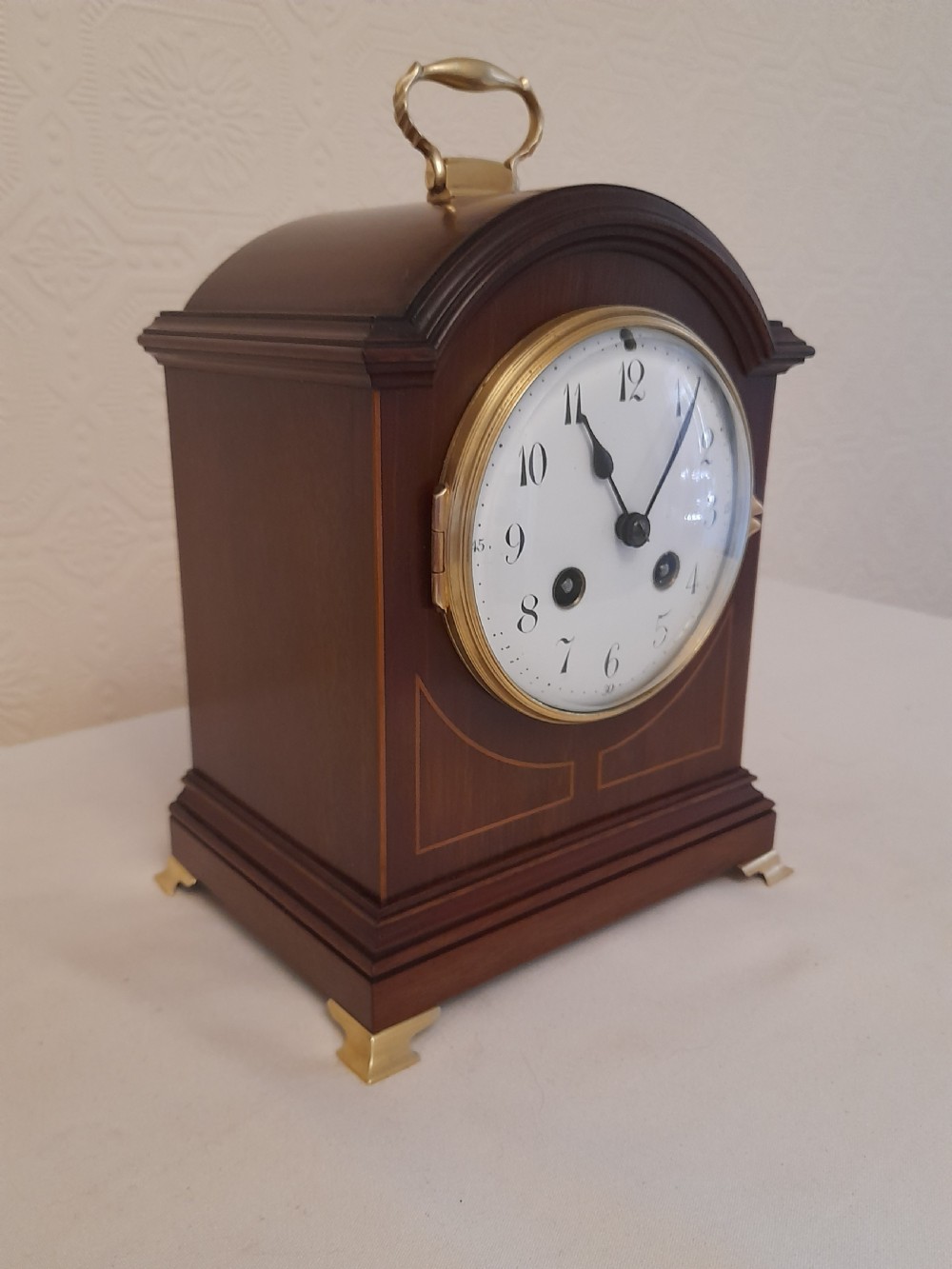 Small Mahogany Striking Mantel Clock.  JAPY FRERES. View III