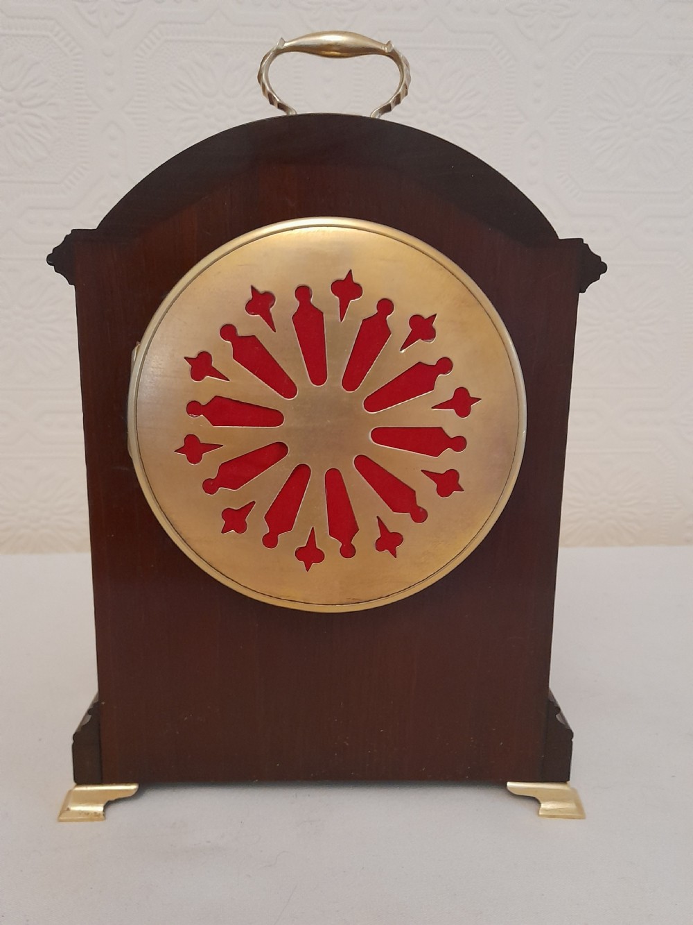 Small Mahogany Striking Mantel Clock.  JAPY FRERES. View IV