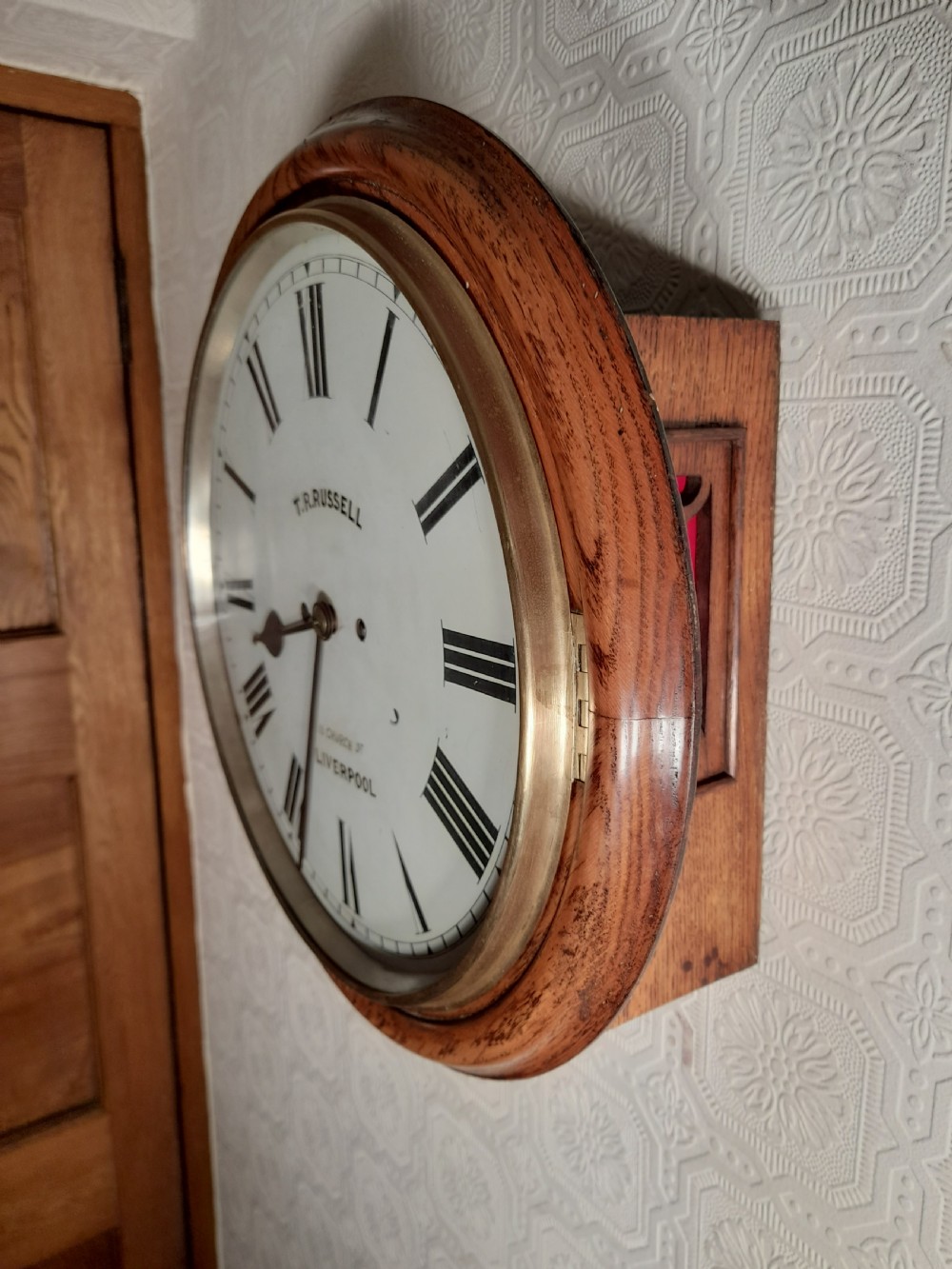 Twin Fusee, Bell Striking Wall Clock. RUSSELL of LIVERPOOL. View VI