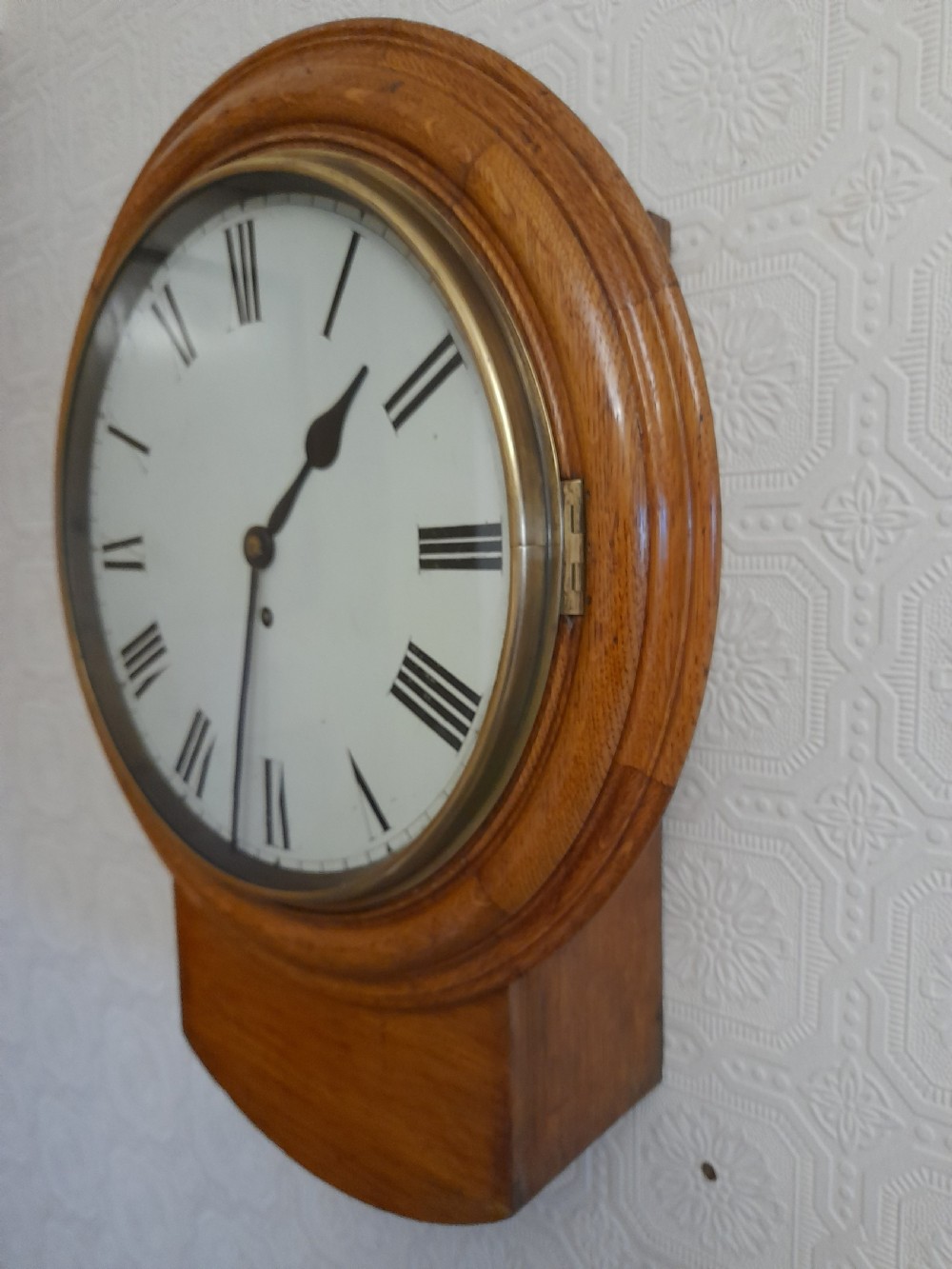 Golden-Oak, Fusee, Drop-dial Wall Clock. View II