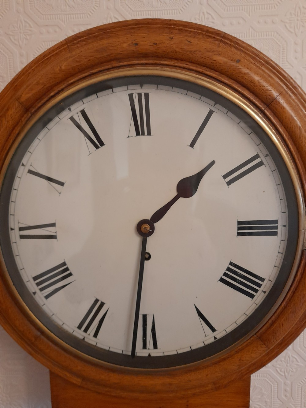 Golden-Oak, Fusee, Drop-dial Wall Clock. View III