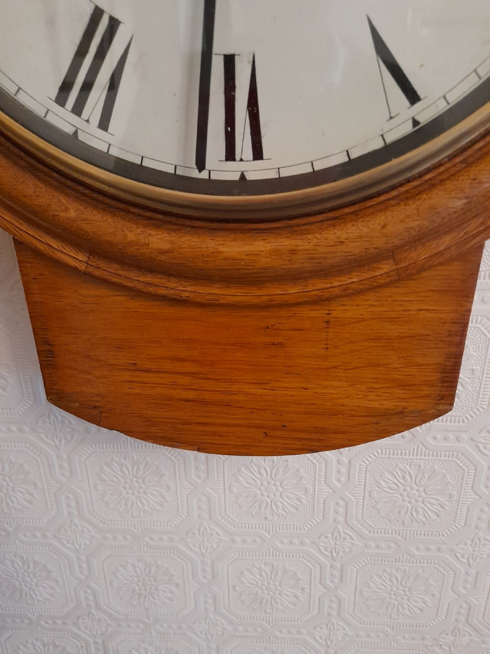 Golden-Oak, Fusee, Drop-dial Wall Clock. View IV