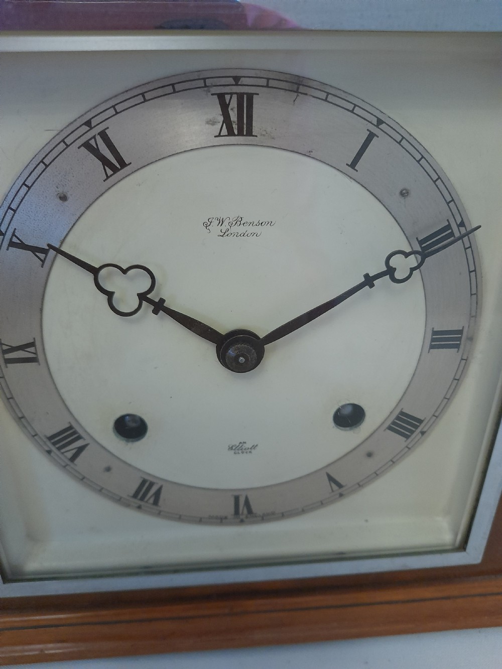 Art-Deco, Elliott, Walnut Mantel Clock.  View IV