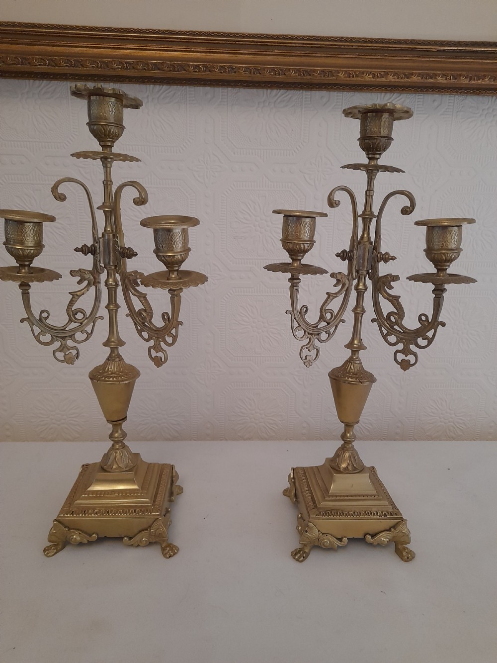 Tripartite Victorian Brass Candlesticks