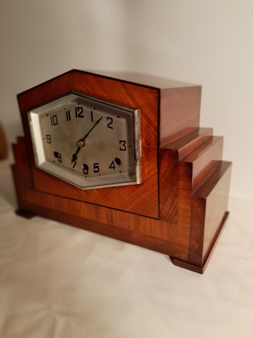 Art-Deco. Westminster Chime, Walnut Mantel Clock View III