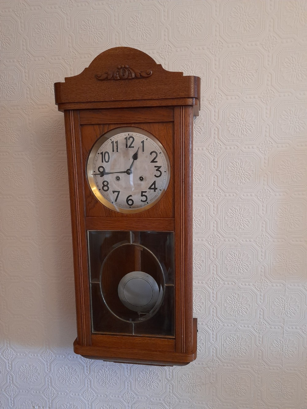Arts & Crafts, Golden Oak, Wall Clock by JUNGHANS.