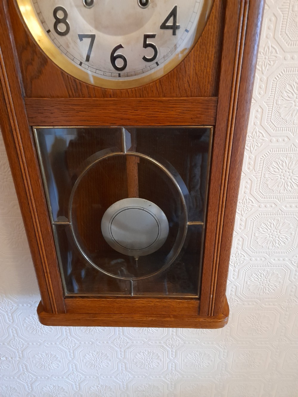 Arts & Crafts, Golden Oak, Wall Clock by JUNGHANS. View V