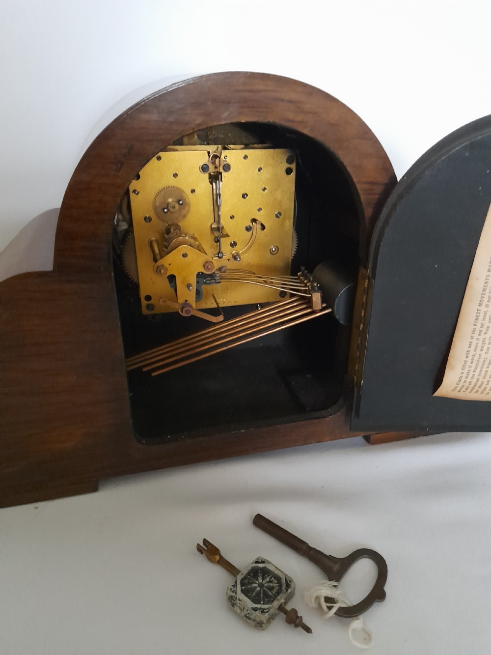 Art-Deco, Walnut, Westminster-Chime, Bracket/Mantel Clock. View V
