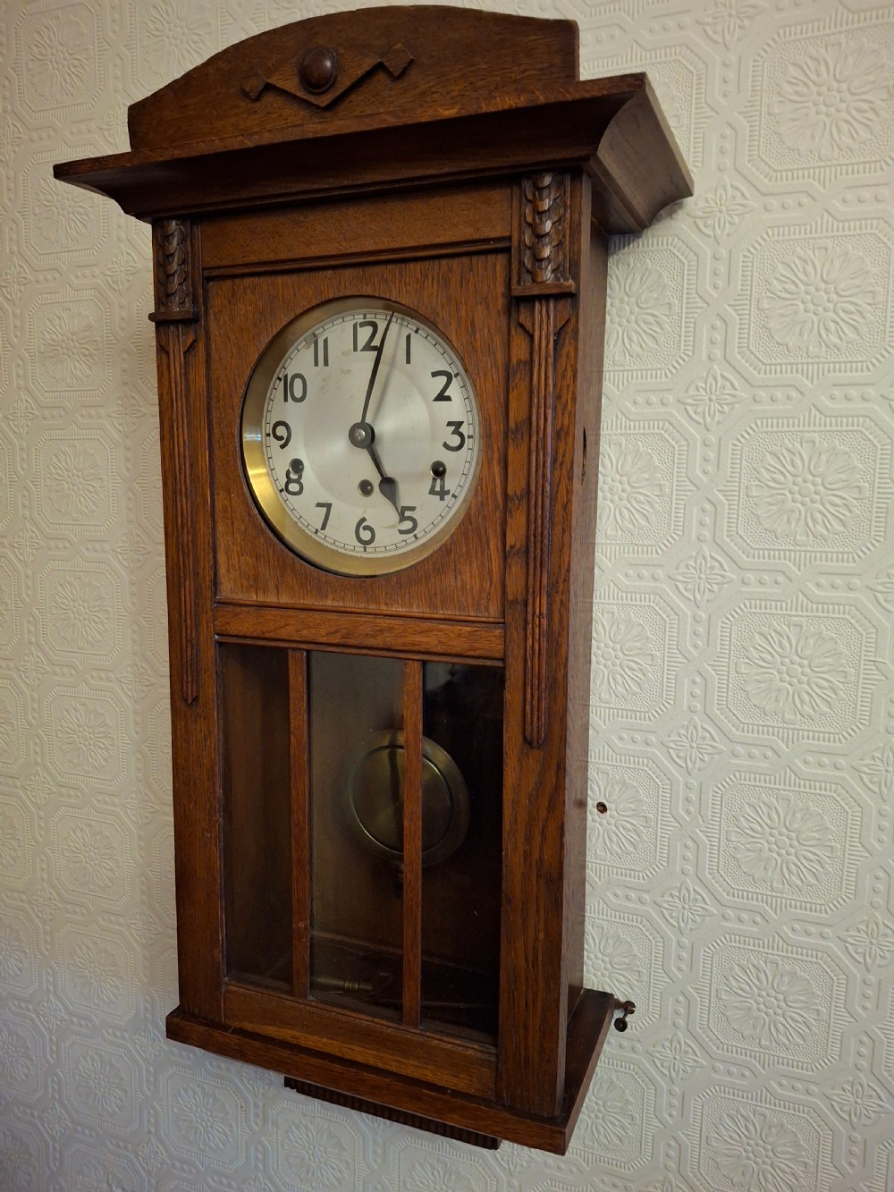 Arts & Crafts, Westminster-Chime, Golden Oak Wall Clock