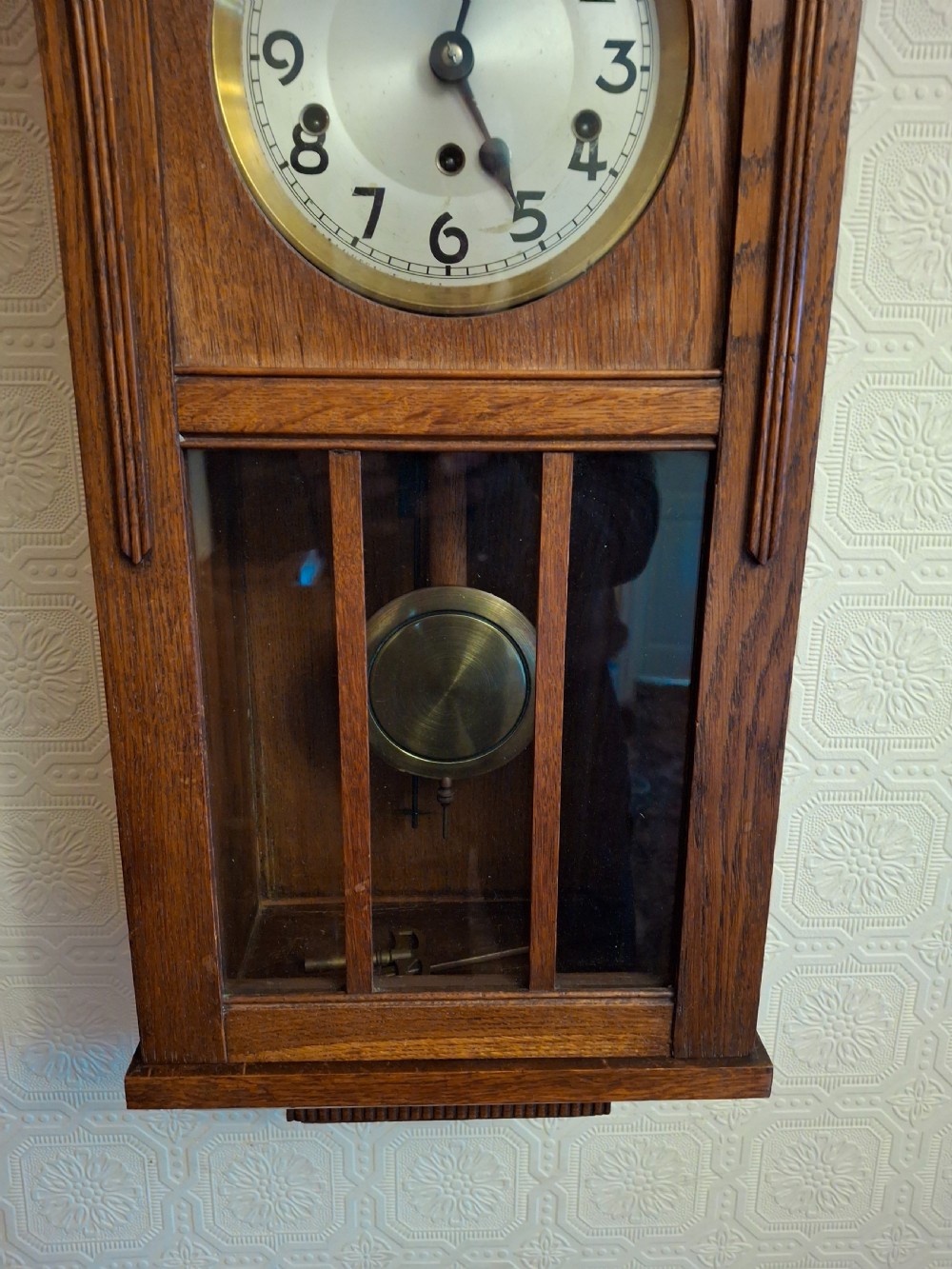 Arts & Crafts, Westminster-Chime, Golden Oak Wall Clock View IV