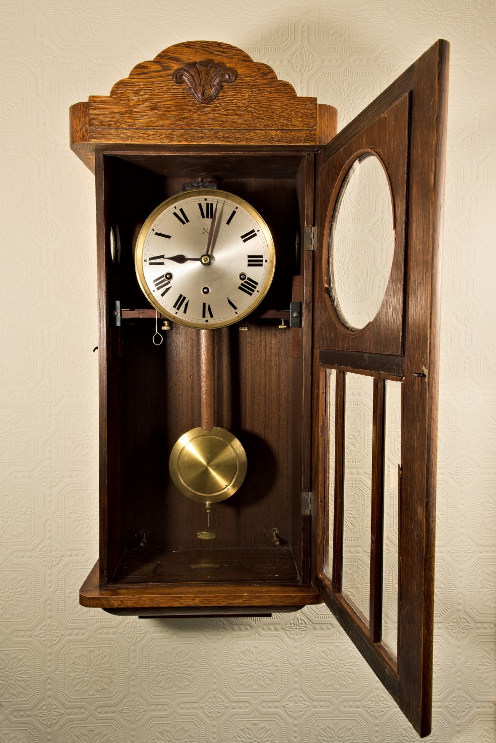 Arts & Crafts, Golden Oak, Westminster-Chime, Wall Clock. View IV