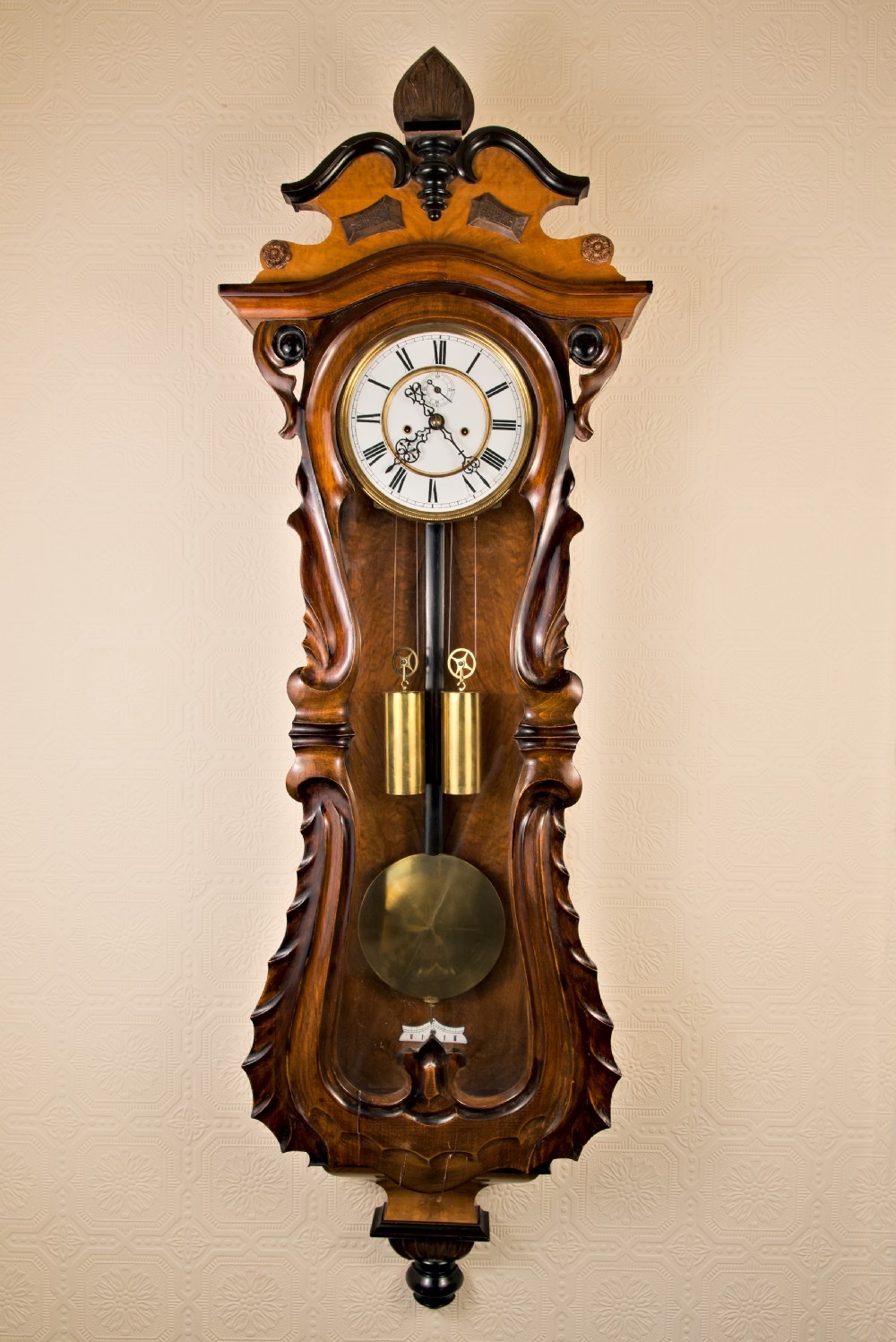 Serpentine Fronted, Double Weight, Vienna Wall Clock