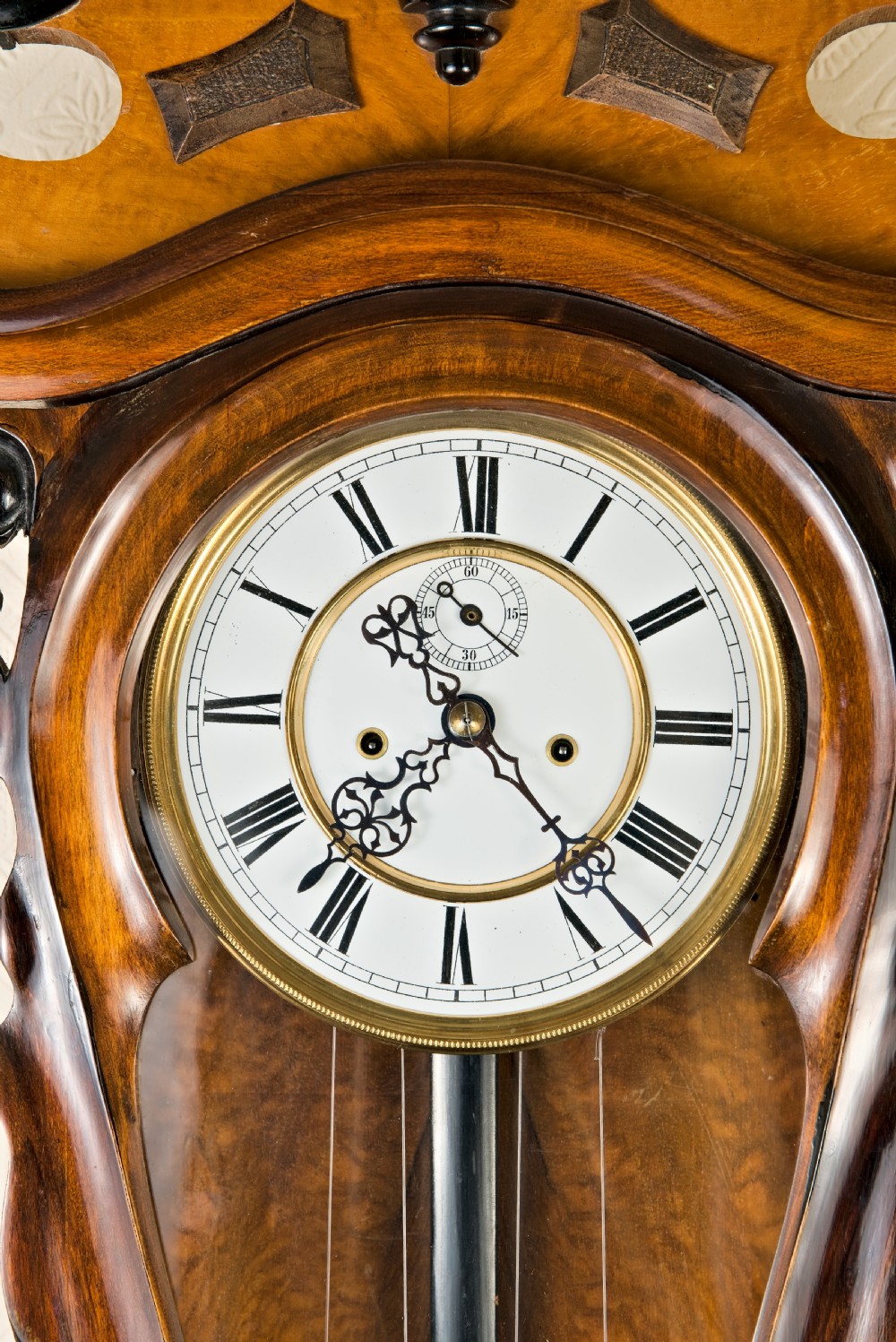 Serpentine Fronted, Double Weight, Vienna Wall Clock View II