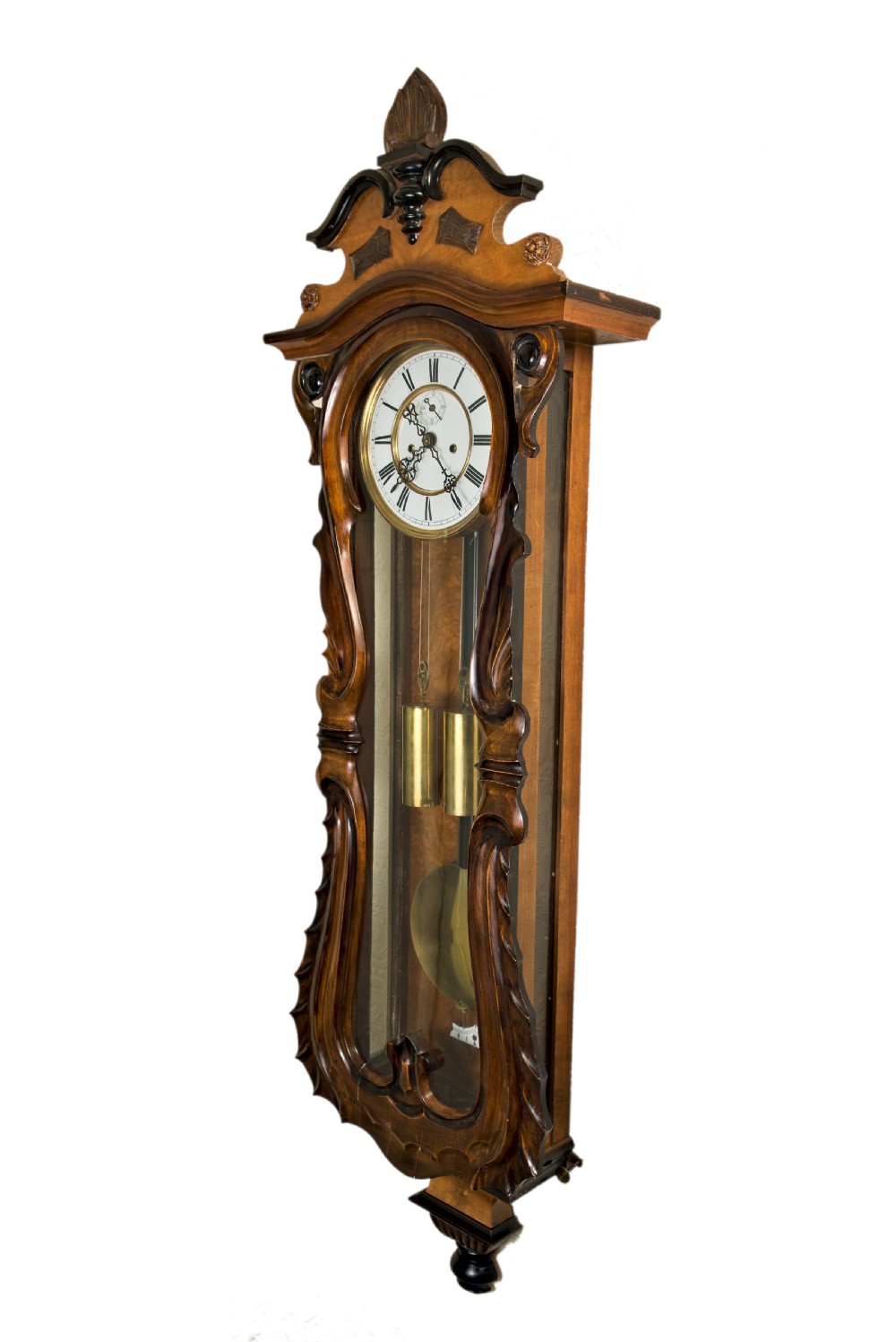 Serpentine Fronted, Double Weight, Vienna Wall Clock View X