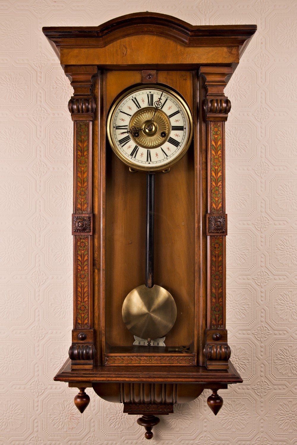 Immaculate, Walnut, Vienna style, Striking Wall Clock.