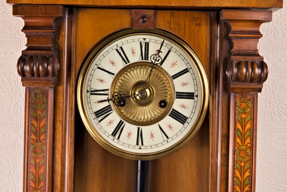 Immaculate, Walnut, Vienna style, Striking Wall Clock. View II