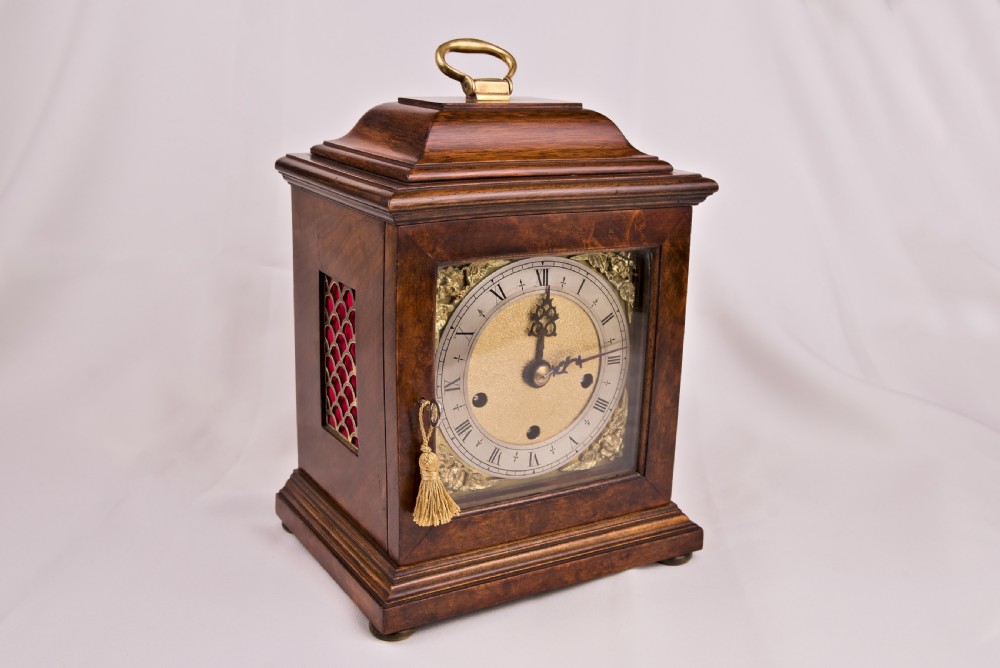 Burr-Walnut, Westminster-Chime, Mantel Clock
