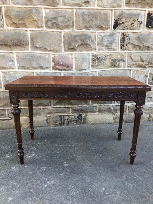 Antique Carved Oak Hall Side Table