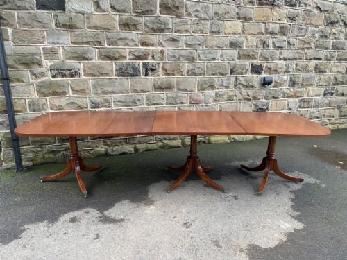 Antique Mahogany Triple Pillar Extending Dining Table 10ft 6"