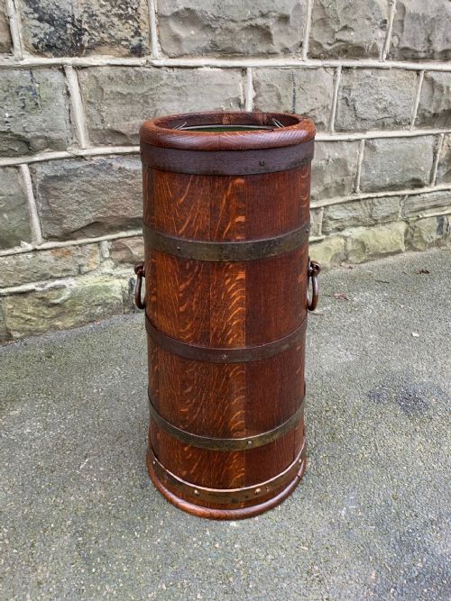 Antique Oak Coopered Barrel Stick Stick