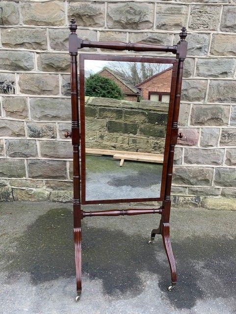 Antique Mahogany Cheval Mirror