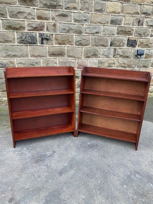 Pair Antique Oak Open Bookcase