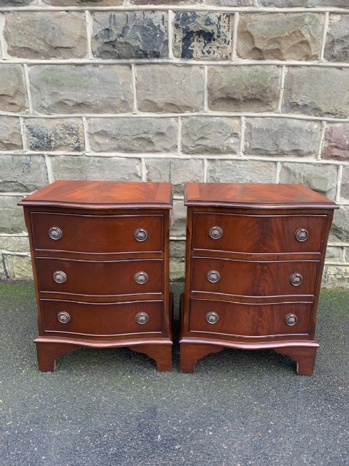 Pair Mahogany 3 Draw Bedside Chests