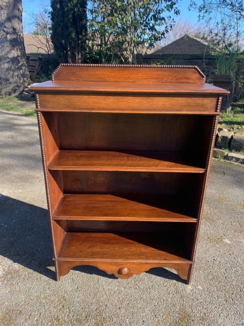 Antique Edwardian Oak Open Bookcase