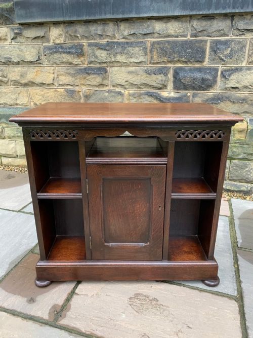 Antique Oak Double Sided Library Bookcase