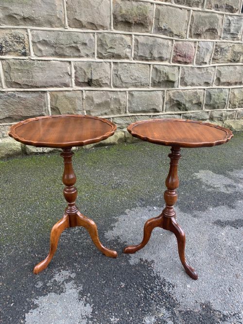 Pair Antique Walnut Tripod Wine Tables