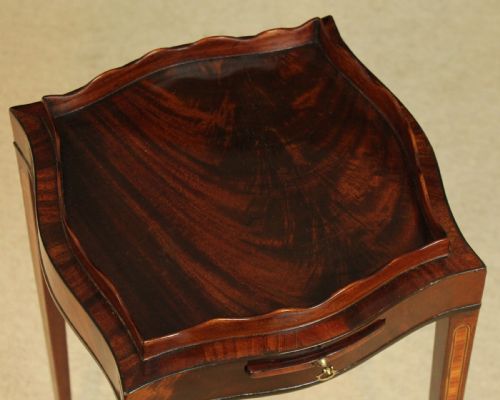 AN ATTRACTIVE FINE EDWARDIAN MAHOGANY INLAID KETTLE STAND - ADDITIONAL PHOTO 6