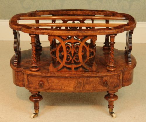 A BEAUTIFUL VICTORIAN BURR WALNUT OVAL CANTERBURY - ADDITIONAL PHOTO 1