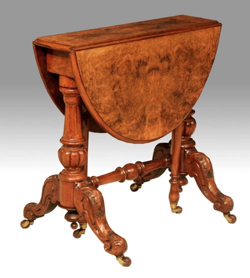 an exquisite victorian burr walnut cabriole leg baby sutherland table - CATEGORY: ANTIQUE TABLES - DATED VICTORIAN