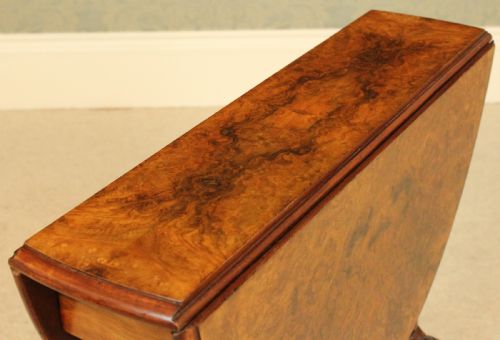 AN EXQUISITE VICTORIAN BURR WALNUT CABRIOLE LEG BABY SUTHERLAND TABLE - ADDITIONAL PHOTO 3