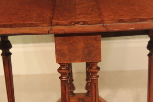 A STUNNING VICTORIAN THUYA AND BURR WALNUT INLAID AESTHETICAL BABY SUTHERLAND TABLE - ADDITIONAL PHOTO 2
