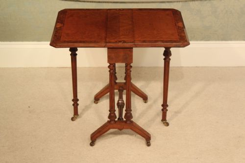A STUNNING VICTORIAN THUYA AND BURR WALNUT INLAID AESTHETICAL BABY SUTHERLAND TABLE - ADDITIONAL PHOTO 4