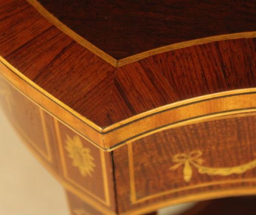 A LATE VICTORIAN MAHOGANY INLAID KIDNEY TABLE - ADDITIONAL PHOTO 3