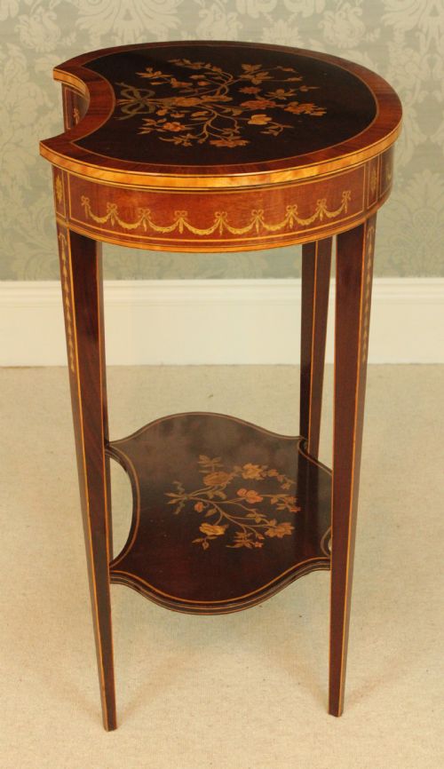A LATE VICTORIAN MAHOGANY INLAID KIDNEY TABLE - ADDITIONAL PHOTO 5
