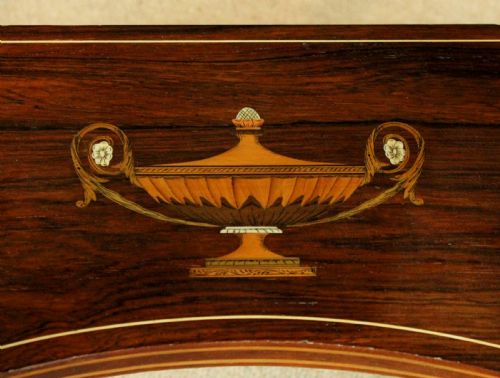 A PAIR OF EXHIBITION QUALITY LATE VICTORIAN ROSEWOOD INLAID DEMI LUNE SIDE TABLES BY EDWARDS ROBERTS - ADDITIONAL PHOTO 5